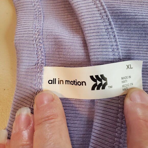 NWT ALL IN MOTION SZ XL Athletic Light Lavender Purple Ribbed Top w/Side Ruching - Picture 4 of 7